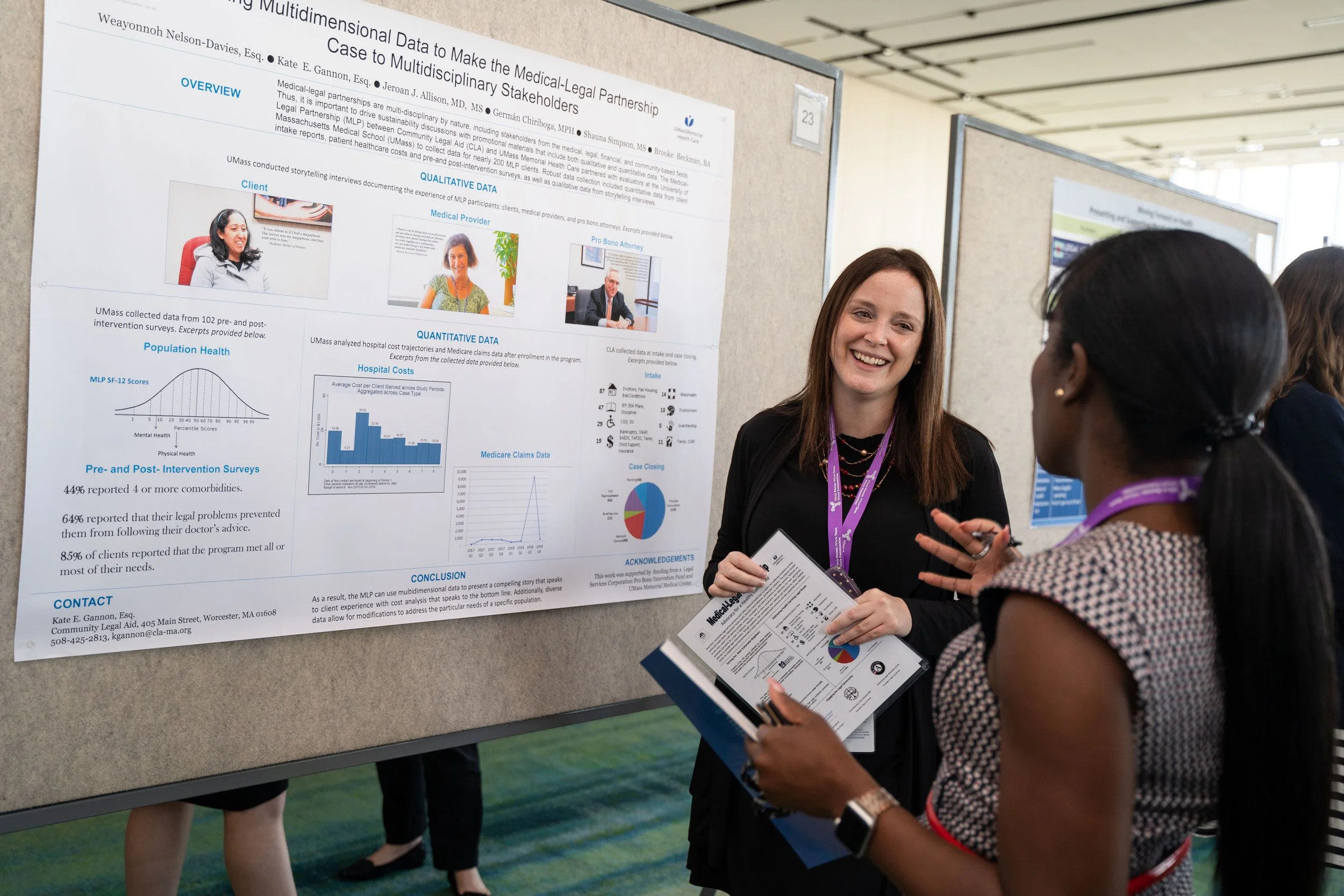  Attendees discussing research posters at the 2019 MLP Summit. 