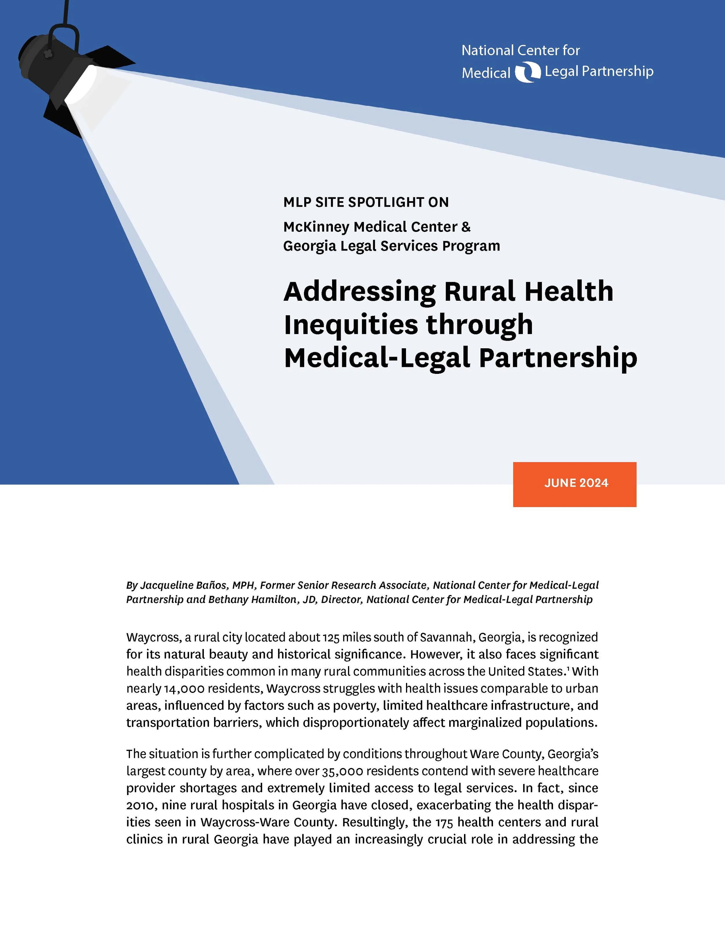 Addressing Rural Health Inequities through Medical-Legal Partnership: MLP Spotlight on McKinney Medical Center &amp; Georgia Legal Services Program