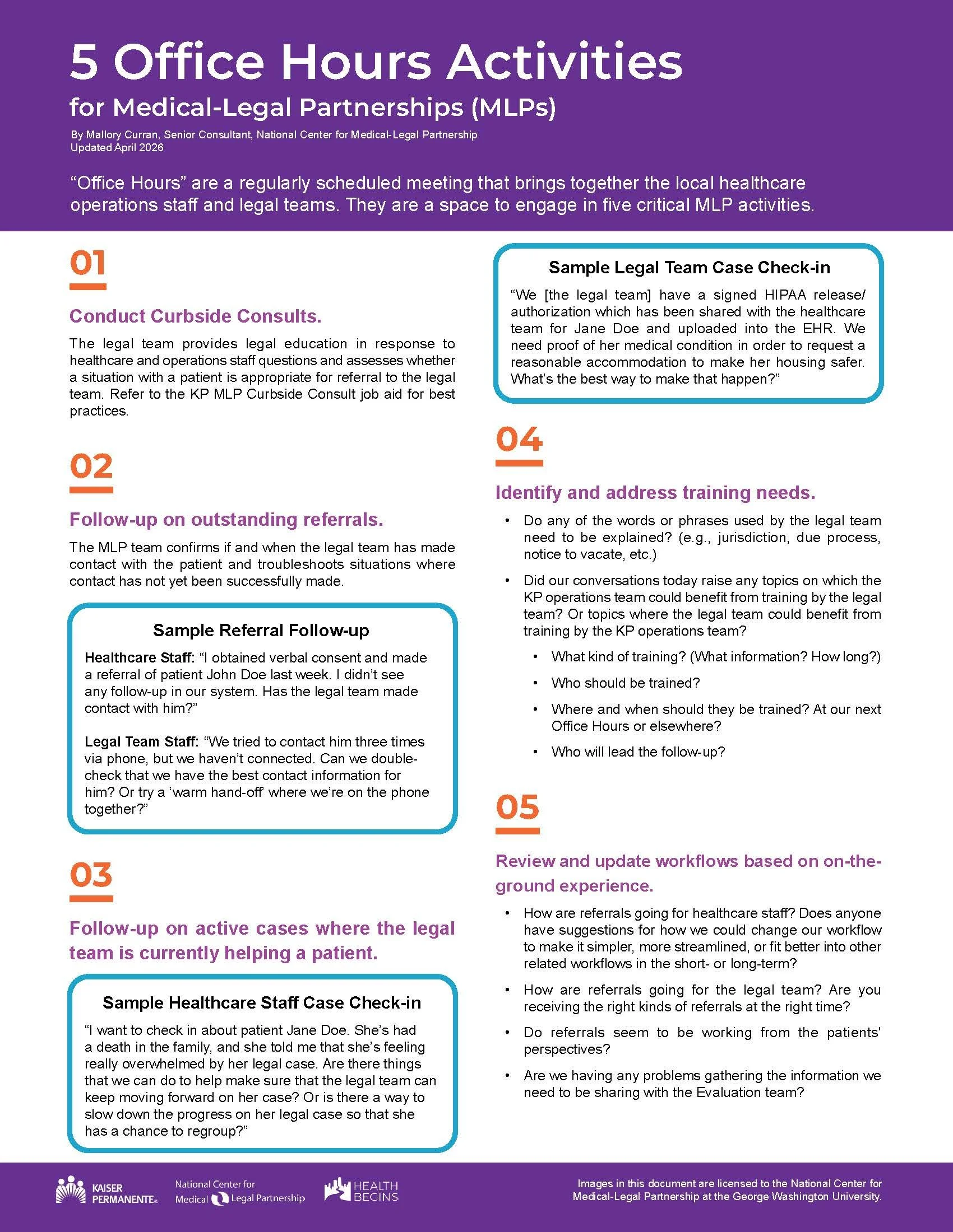 5 Activities for Medical-Legal Partnership Office Hours