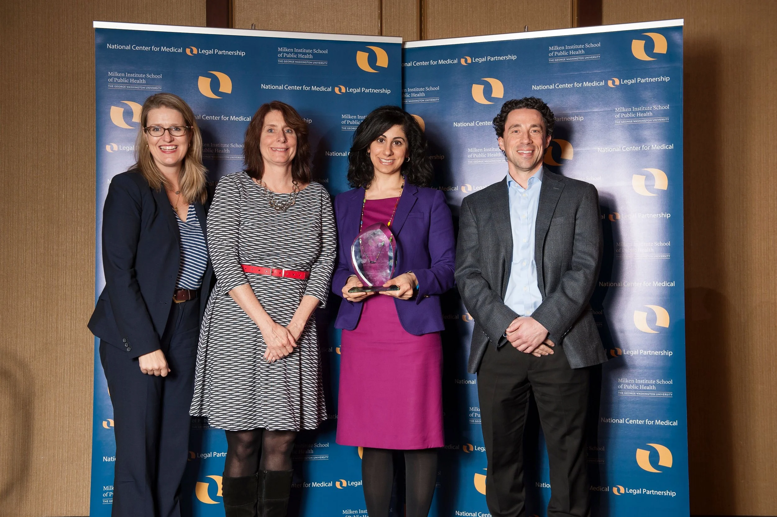 Deputy Director Maha Jweied accepting the 2016 MLP Leadership Award on behalf of ATJ.