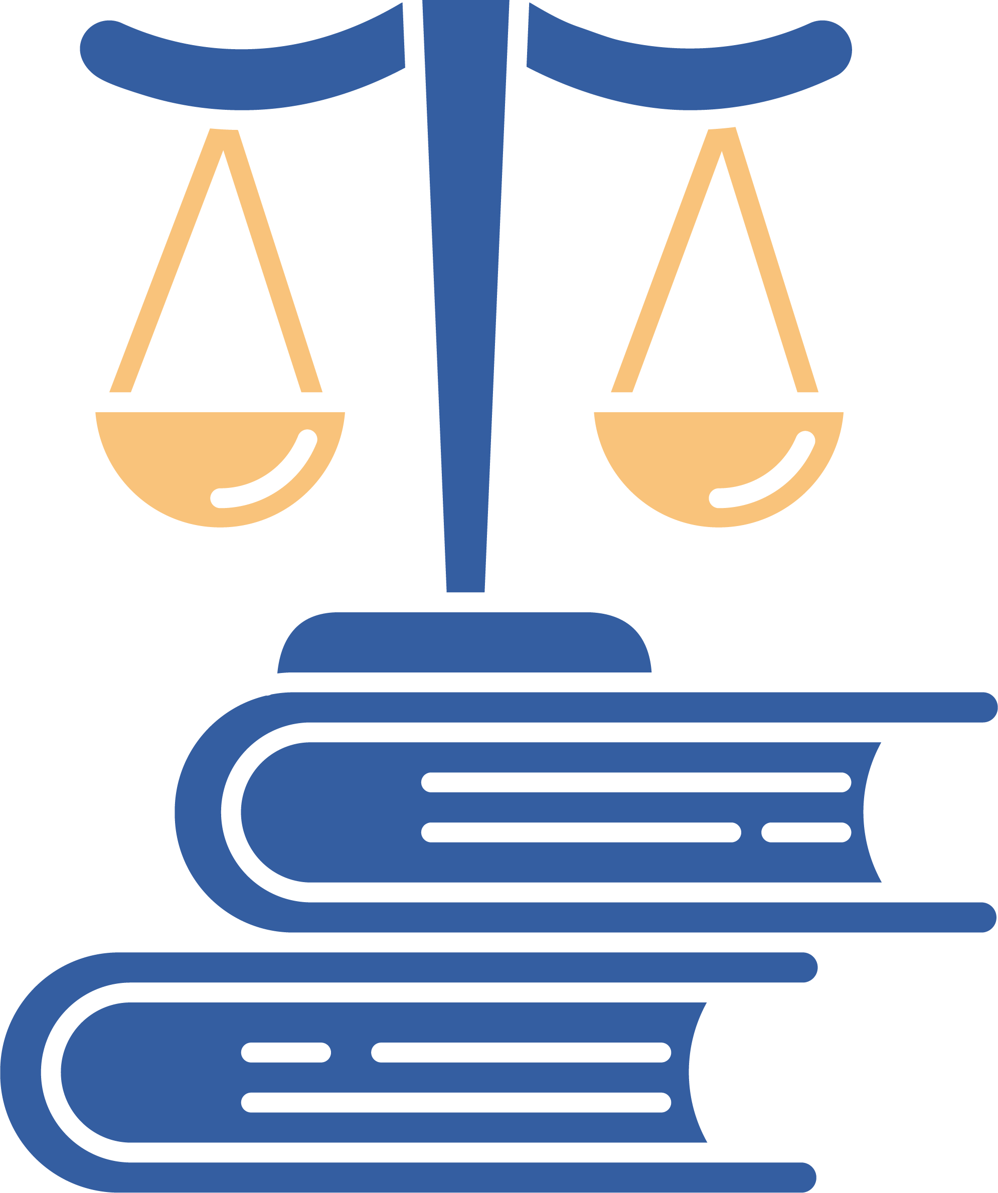 Scales of justice set on top of two books