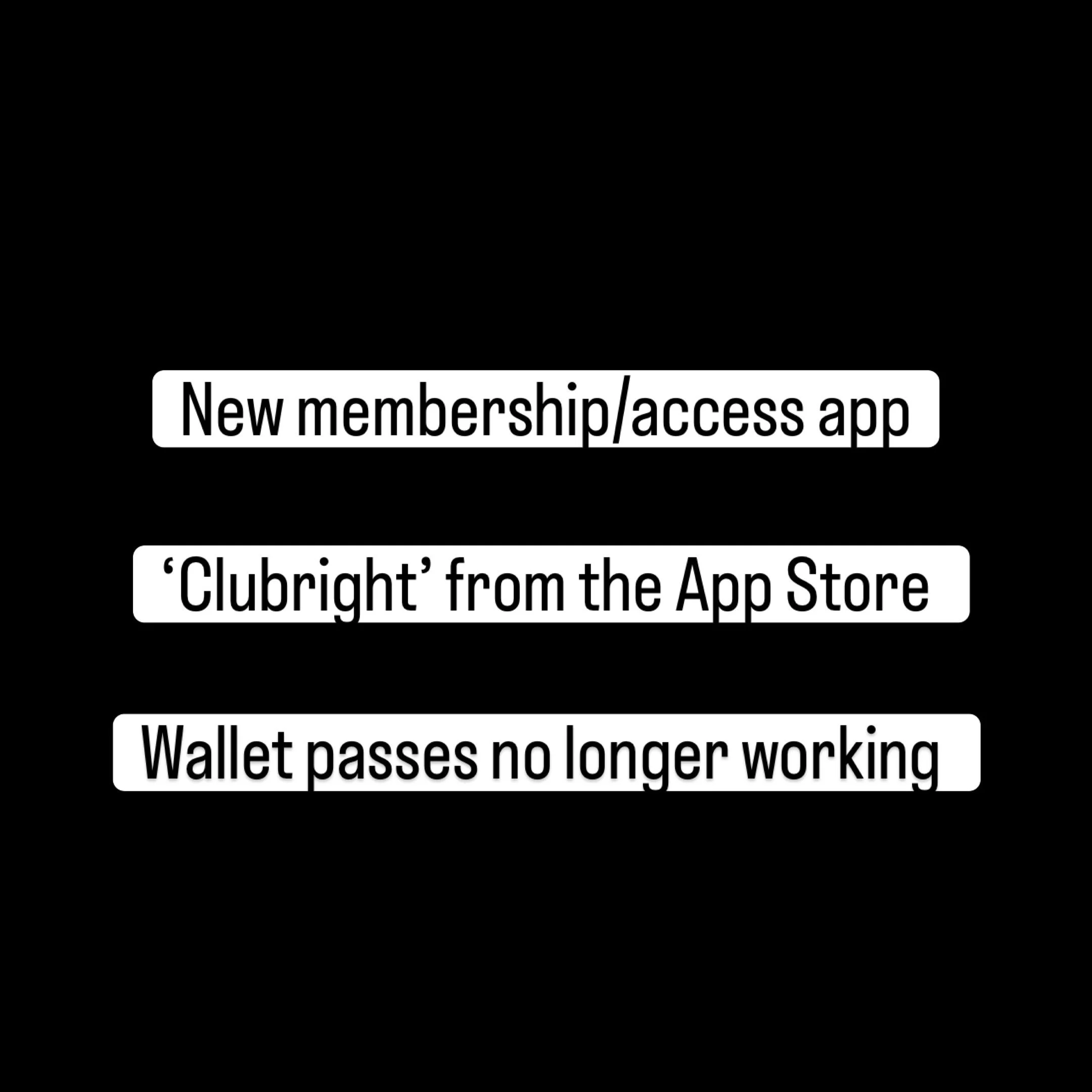 We have moved to a new app for membership and access control. All members need to download &lsquo;clubright&rsquo; from the AppStore. Enter your email and follow the prompts. The app will generate a QR code that you show the scanner (30cm away). Wall