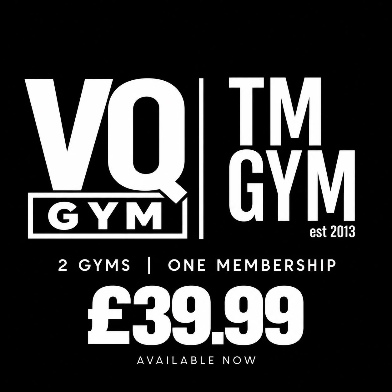 Available now at www.vqgym.co.uk or www.tmgym.co.uk &pound;39.99. Existing memberships can be updated to this in the Gym as well.