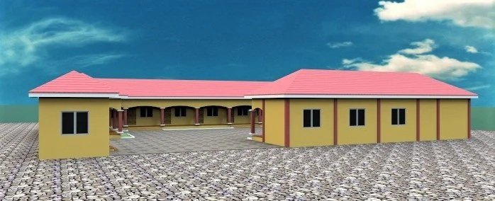 Skizze eines gelben Gebäudes