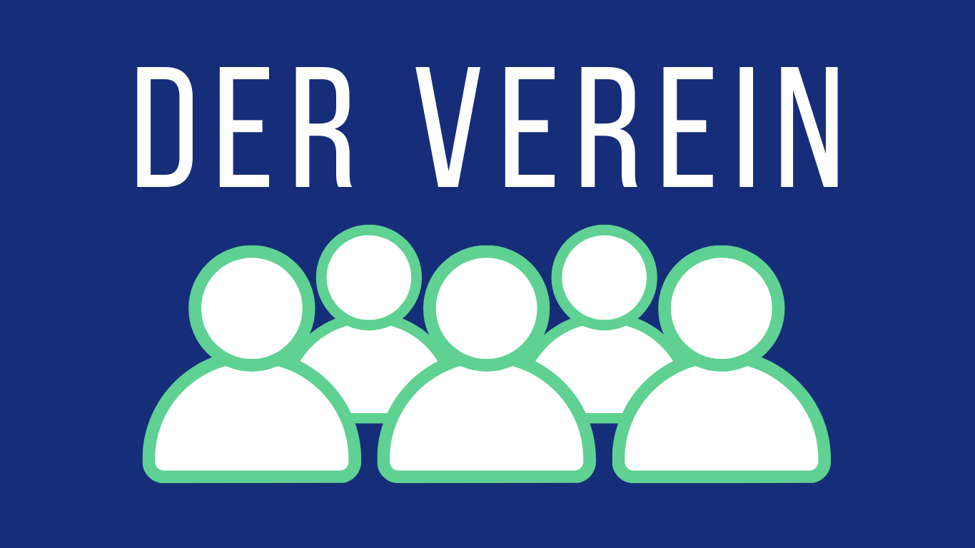 Weißer Text auf dunkelblauem Hintergrund: Der Verein. Darunter fünf schemenhafte Umrisse von Personen