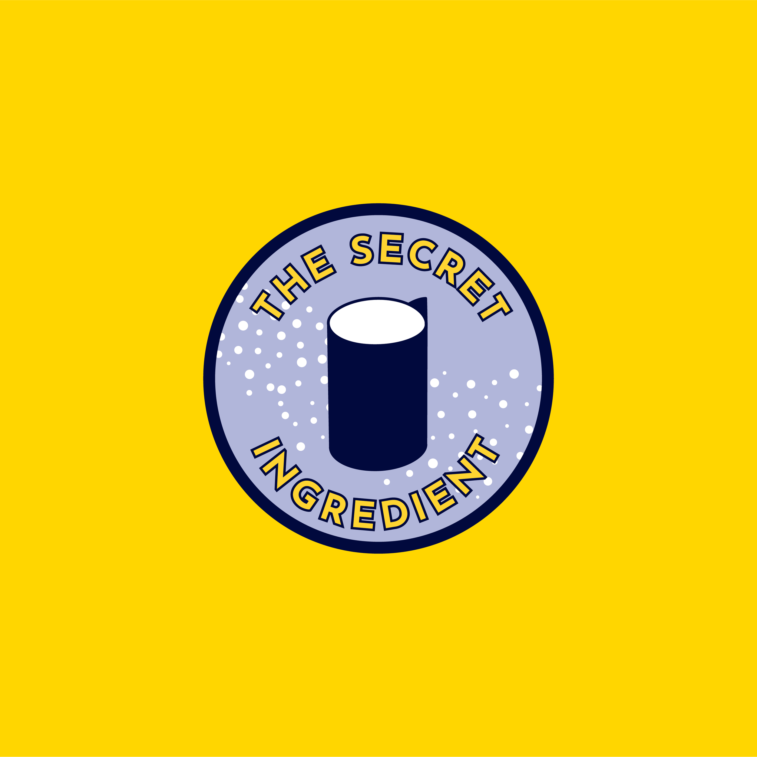 A logo with a purple circle and a yellow background, featuring a black salt shaker with white top in the center. The text reads 'The Secret Ingredient' around the salt shaker.