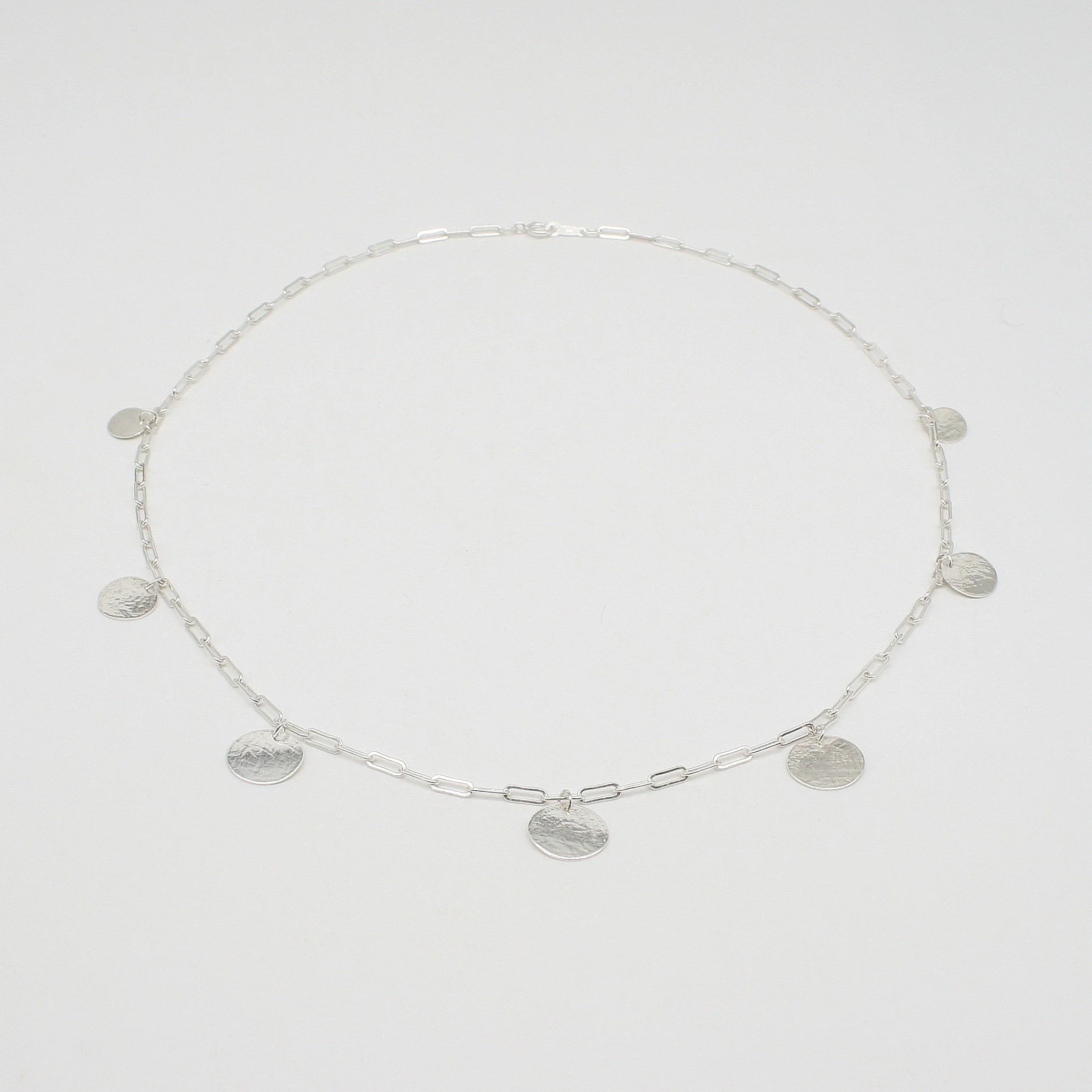 Silver Discs Necklace - Mwclis Arian