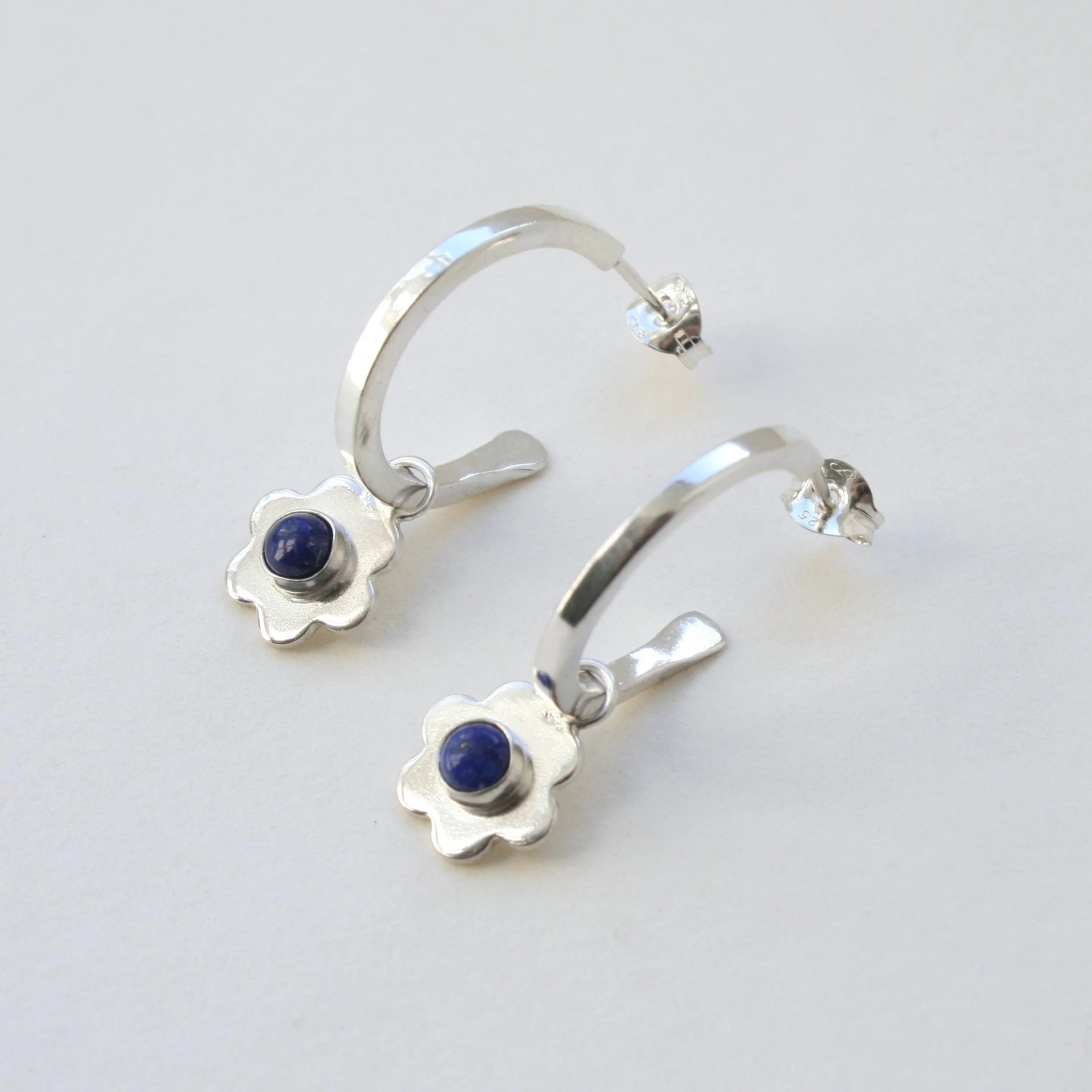 Lapis Flower hoops Vicky Jones.JPG
