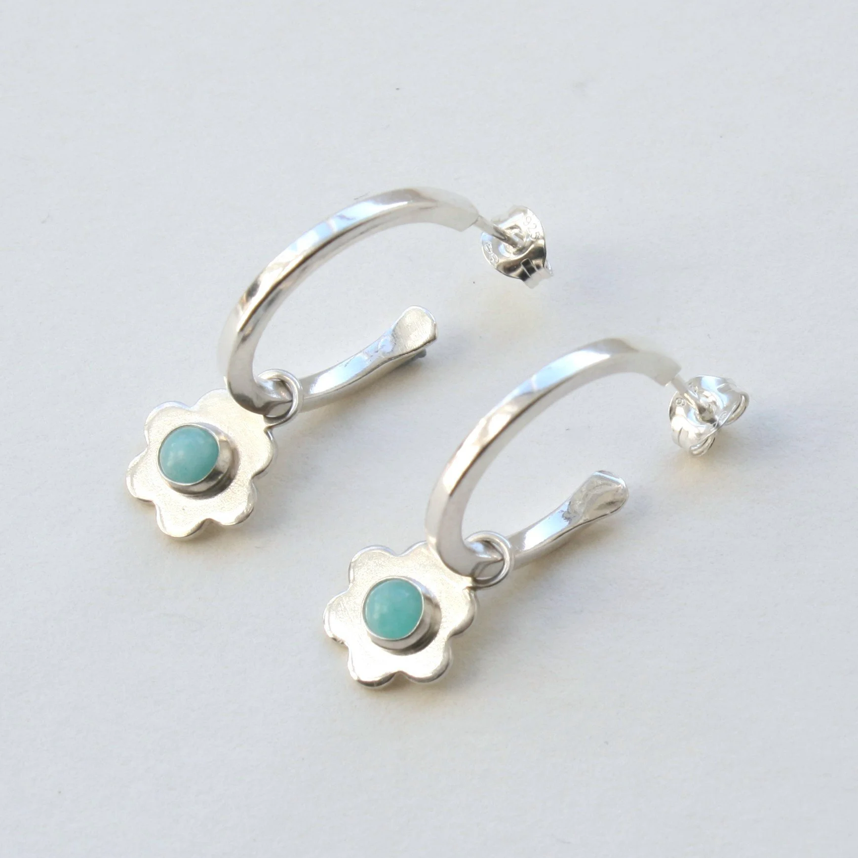 Amazonite Flower hoops Vicky Jones.JPG