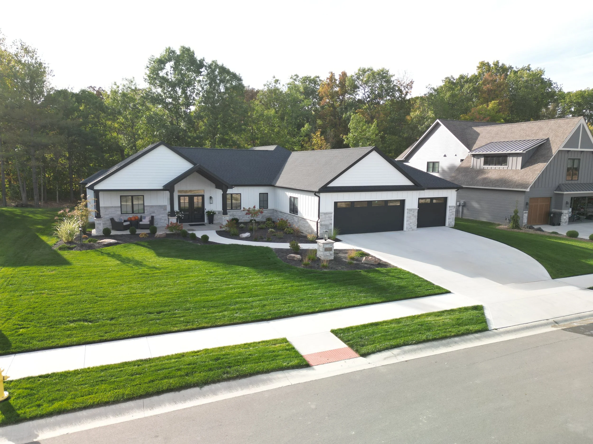 Elevated photograph of a beautiful single family home