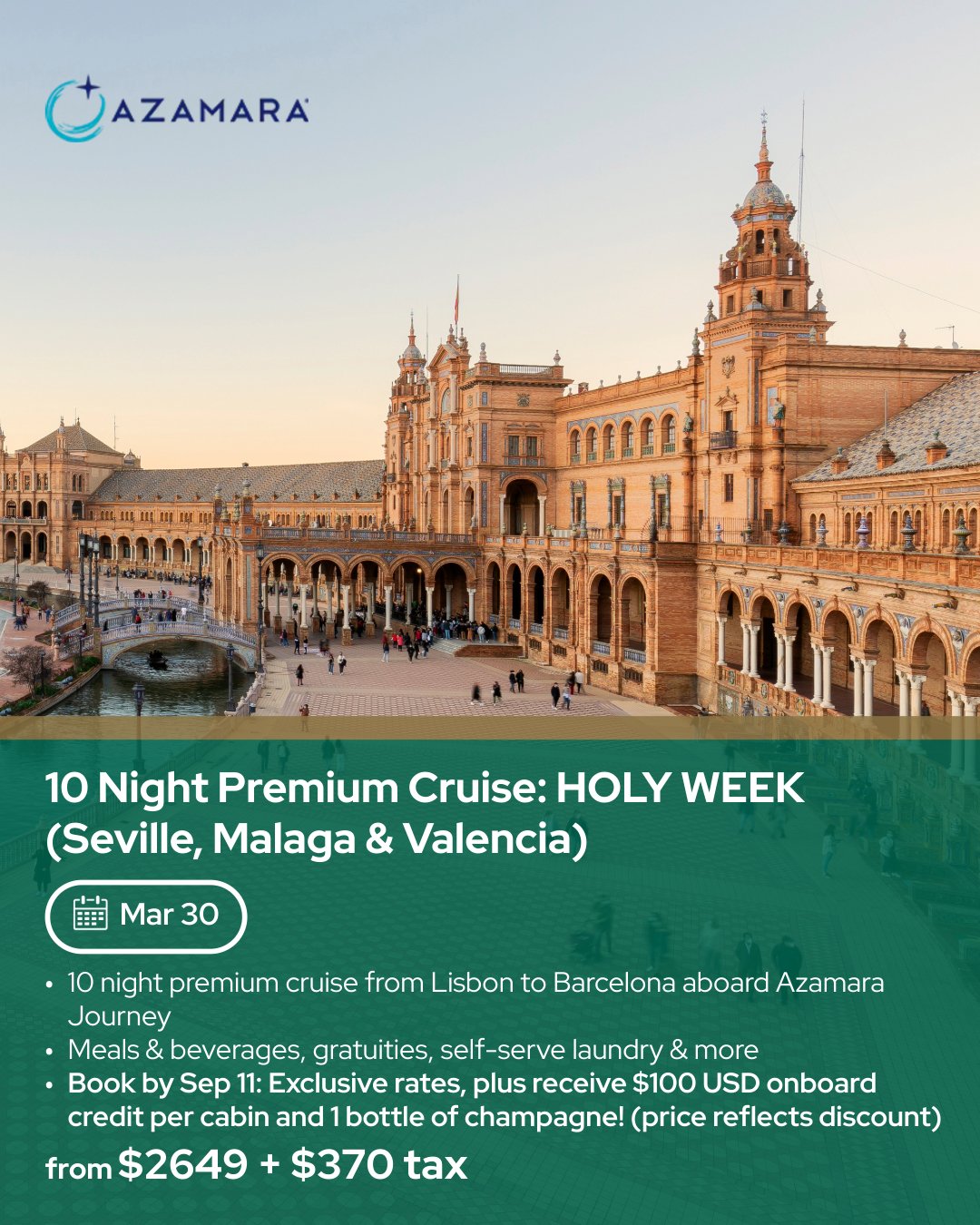10-Night Premium Cruise: Holy Week (Seville, Malaga & Valencia)
