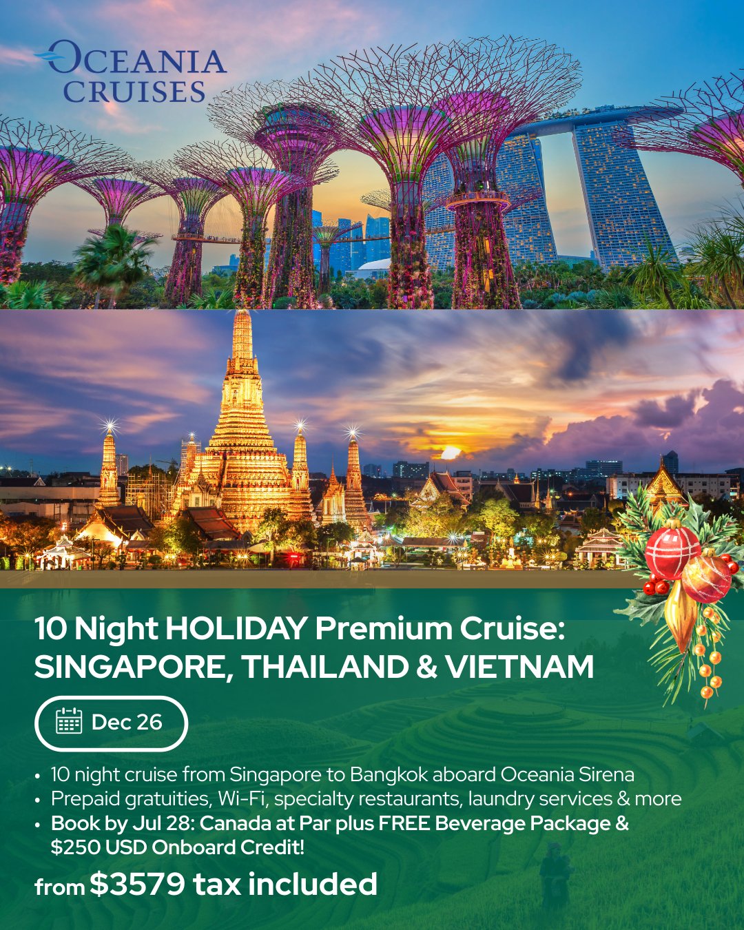 10-Night Holiday Premium Cruise: Singapore, Thailand & Vietnam
