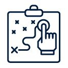 Clipboard with a map and a hand icon pointing at it