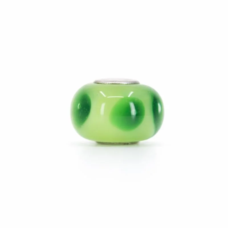Sterling Silver Green & Light Green Spotted Murano Glass Bead Charm