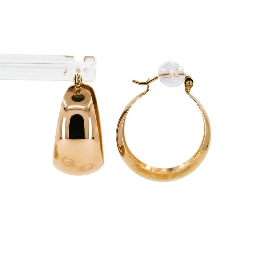 14K Rose Gold High Polish Hoop Earrings