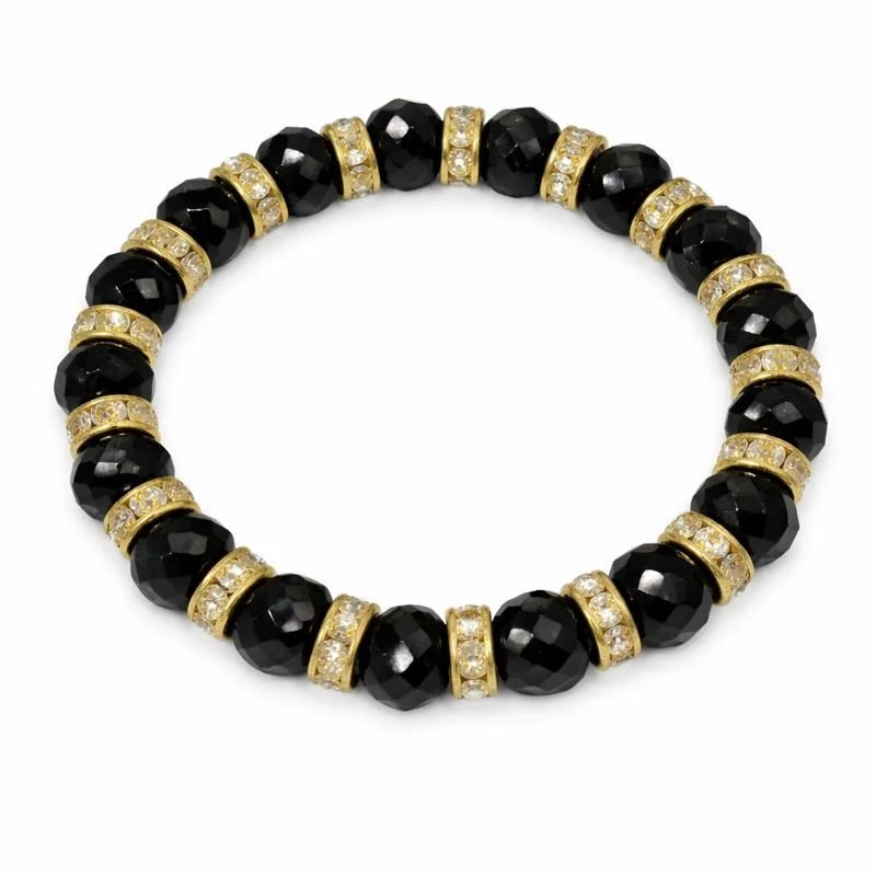 Pavé Set CZ & Black CZ Elastic Bracelet