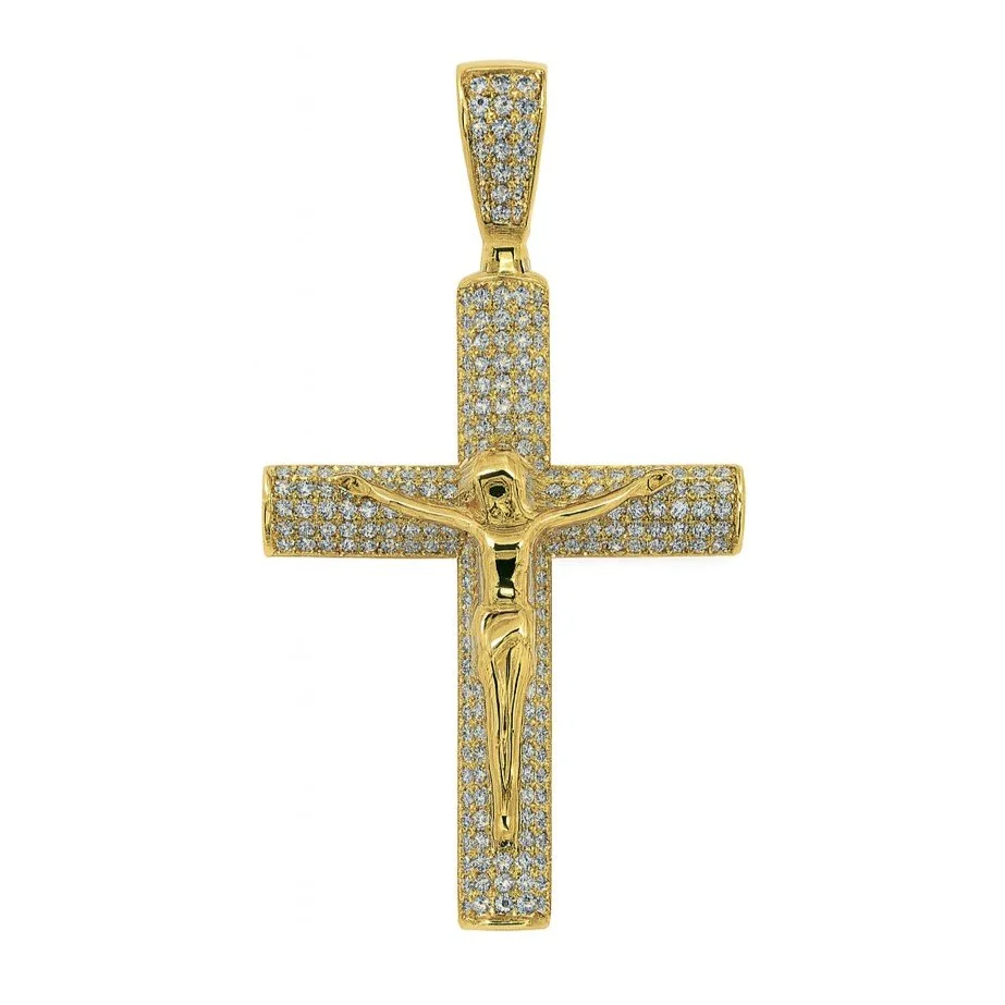 Gold Plated CZ Cross Pendant