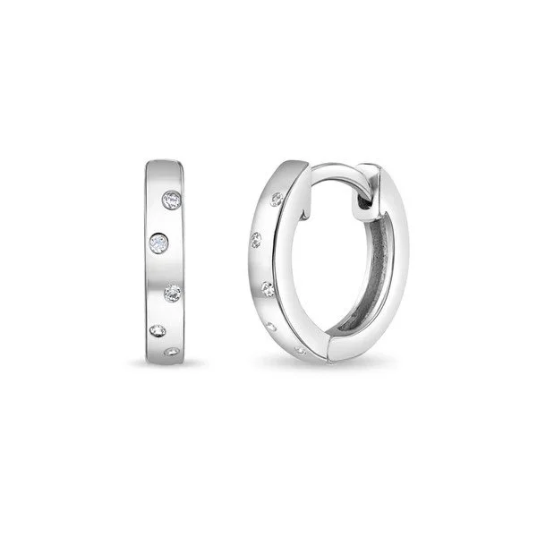 Sterling Silver Staggered CZ Children's Hoop Earrings