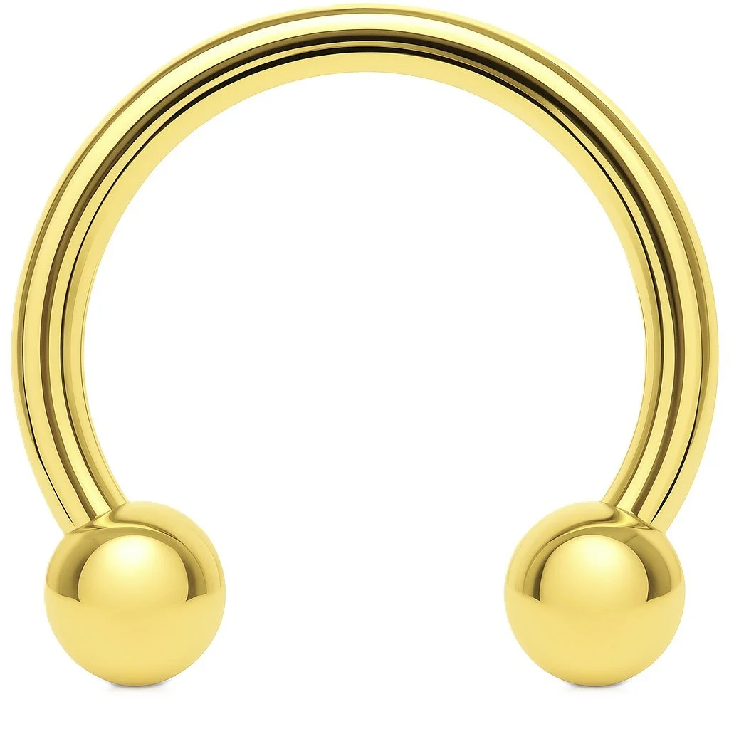 14K Gold Circular Barbell 12G