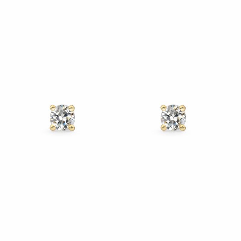 14K Gold Princess Cut CZ Stud Screw Back Earrings