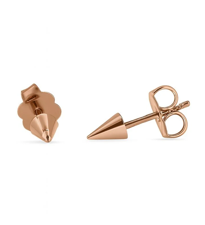 14K Rose Gold High Polish Spike Stud Earrings