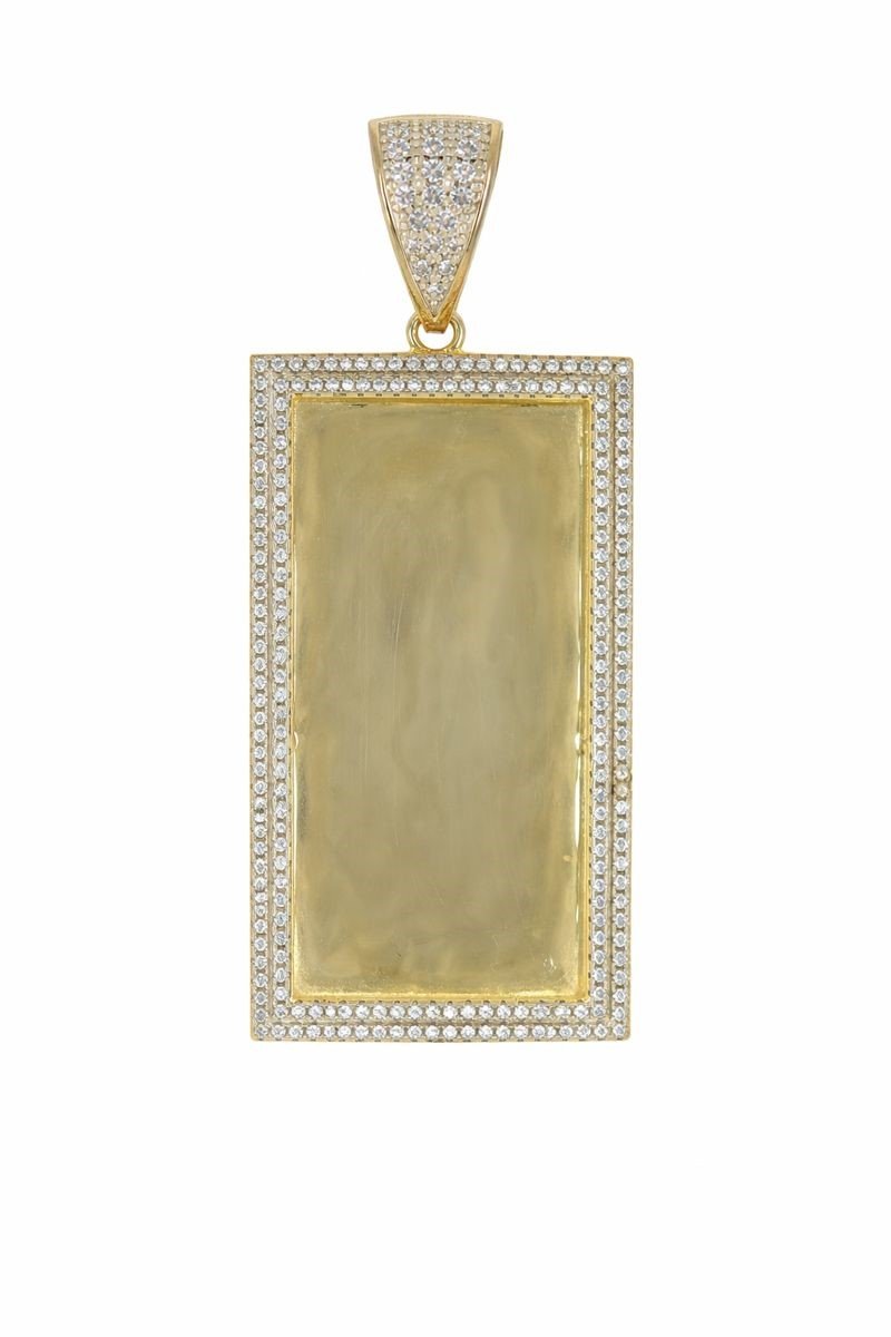 Gold Plated CZ Engravable Dog Tag Pendant