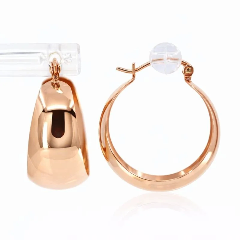 14K Rose Gold High Polish Hoop Earrings