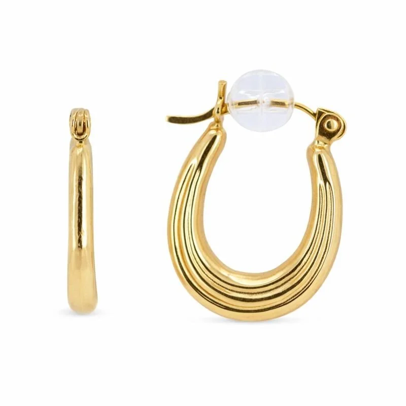 14K Yellow Gold High Polish Oval Hoops