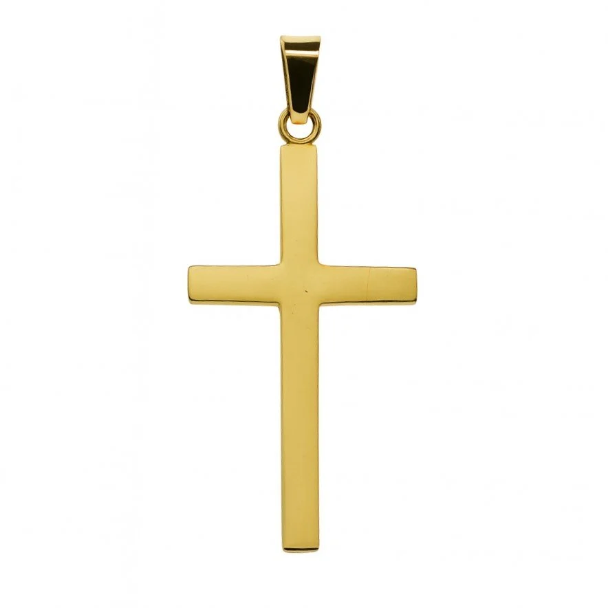 Stainless Steel Gold Plated Square Tube Cross Pendant