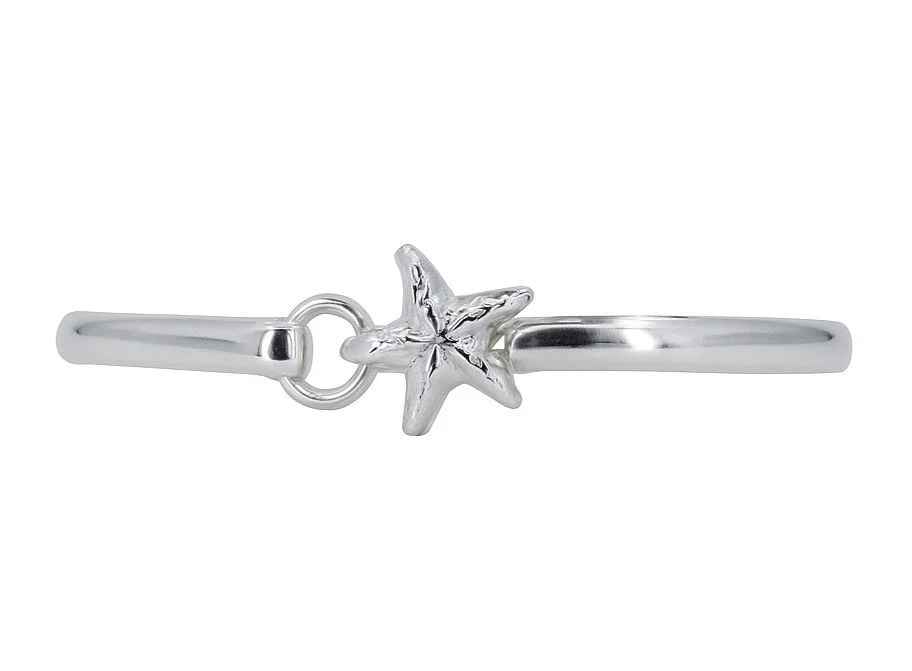 Sterling Silver Starfish Diamond-Cut Tension Bangle