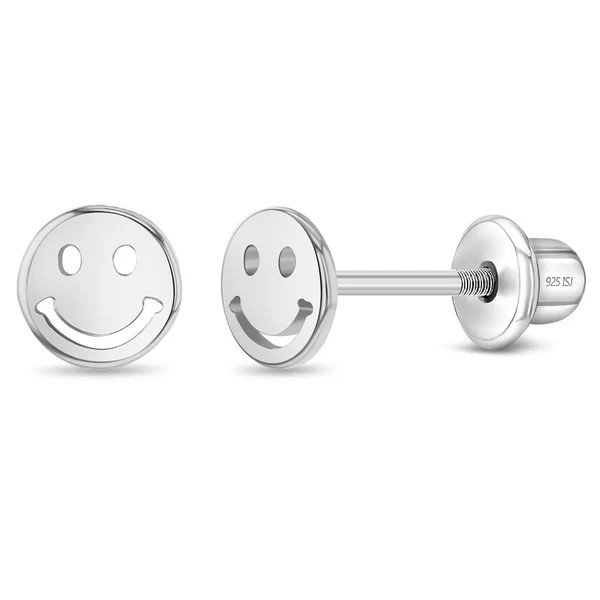 Sterling Silver Smiley Face Children's Earrings