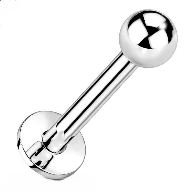 14K White Gold 16G Labret Stud