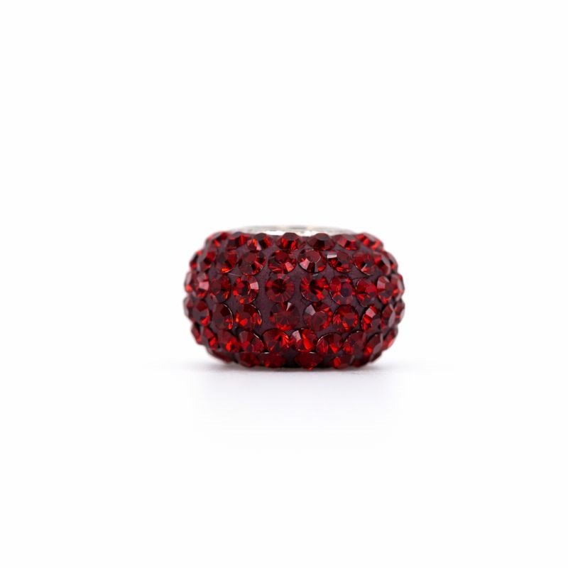 Sterling Silver Dark Red Swarovski Crystal Bead Charm