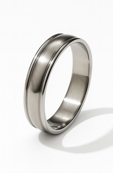 Titanium 7mm Satin and High Polish Band