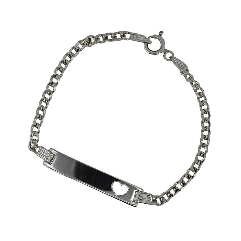 Sterling Silver 6" Children’s Heart ID Curb Link Bracelet