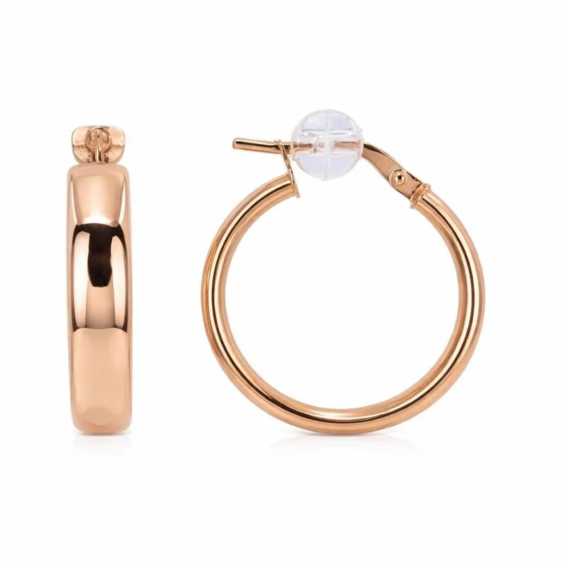 14K Rose Gold High Polish Hoop Earrings