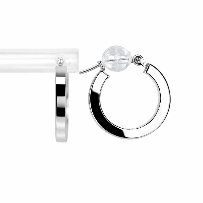 14K White Gold Square Tube 2mm Hoop Earrings