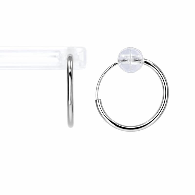 14K White Gold Endless 1.3mm Hoop Earrings