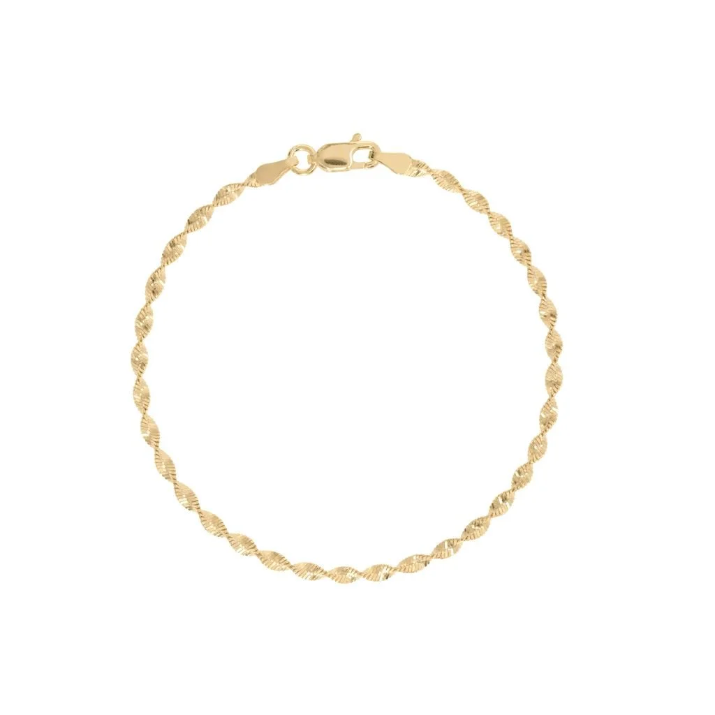 14k Gold Plated Twist Chain Bracelet