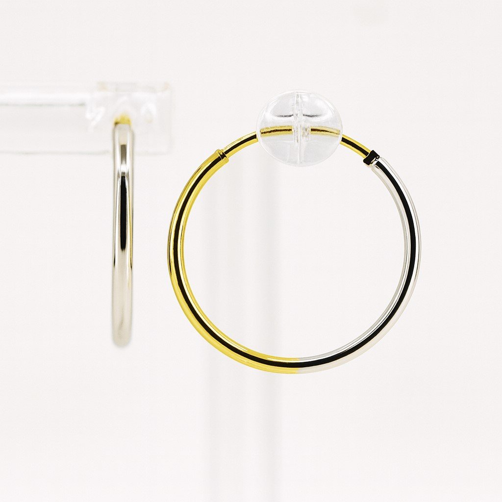 14K Two-Tone White & Yellow Gold High Polish Endless Hoop Earrings