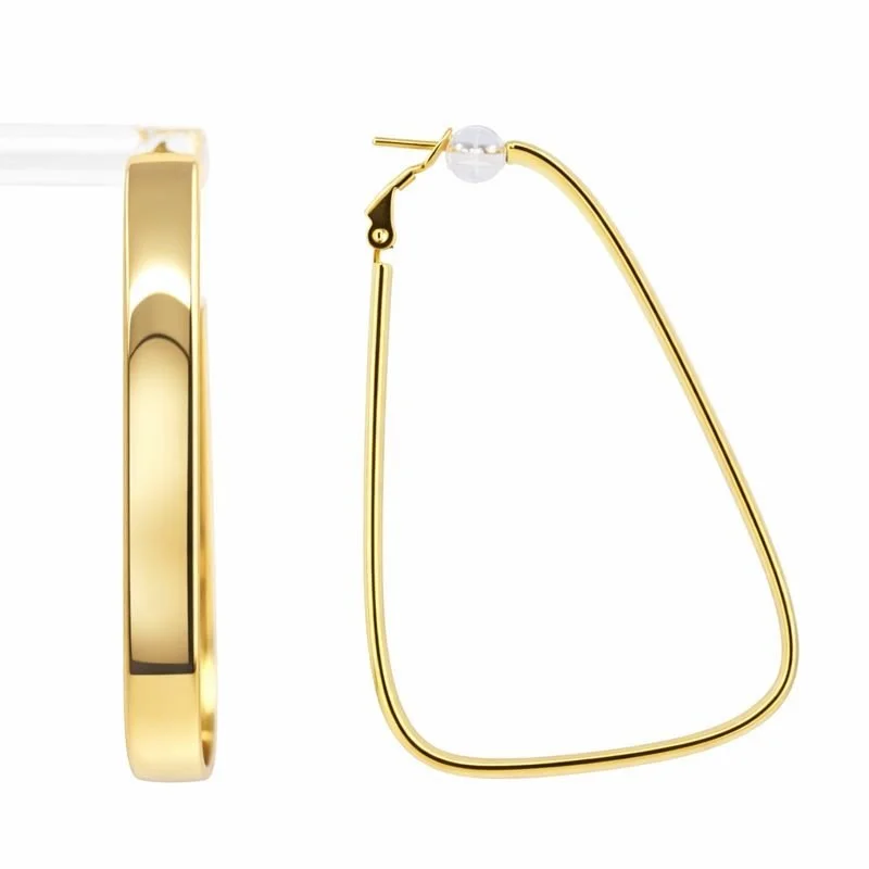 14K Yellow Gold Triangle Hoop Earrings