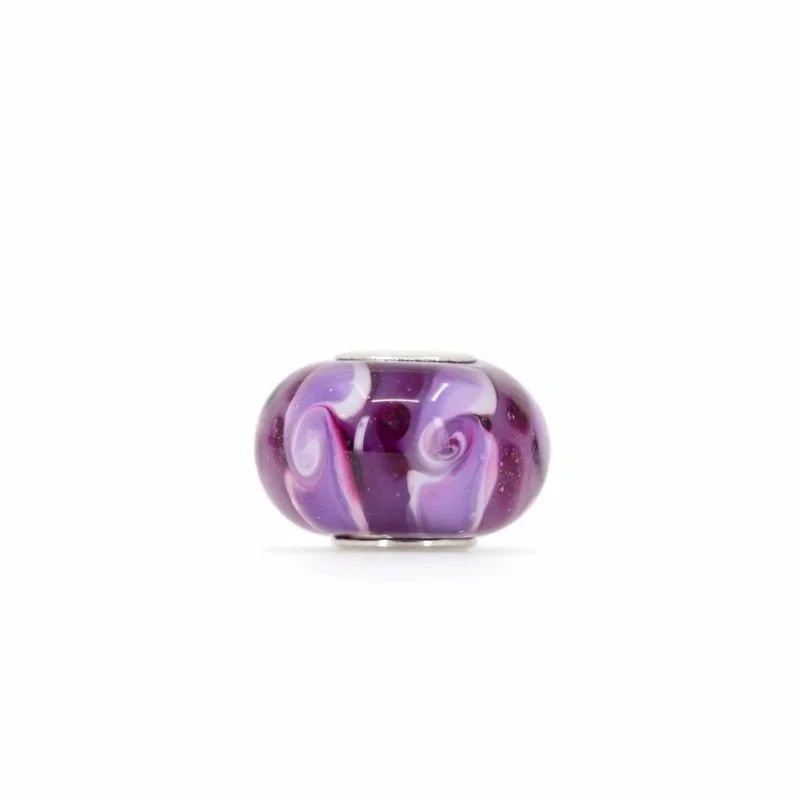 Sterling Silver Purple, White, &  Purple Swirl Murano Glass Charm