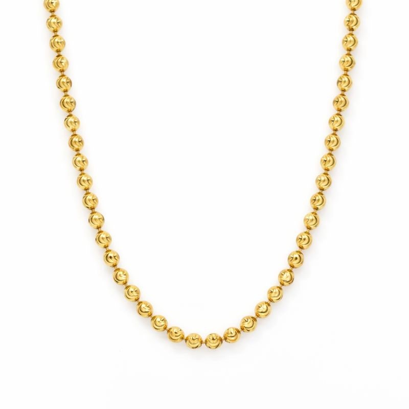 14K Yellow Gold Plated Diamond-Cut Bead Link 3mm Chain