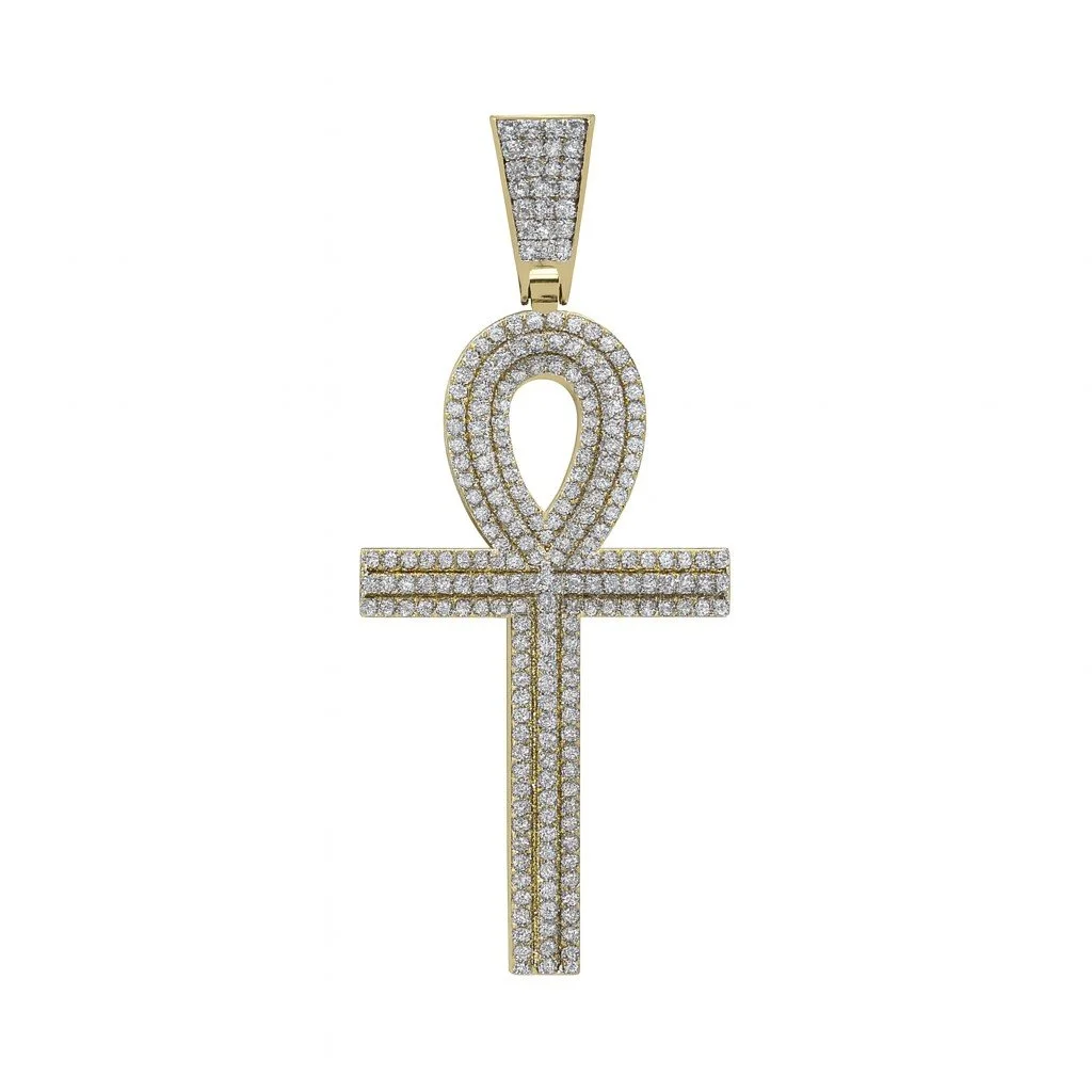 Gold Plated CZ Ankh Pendant