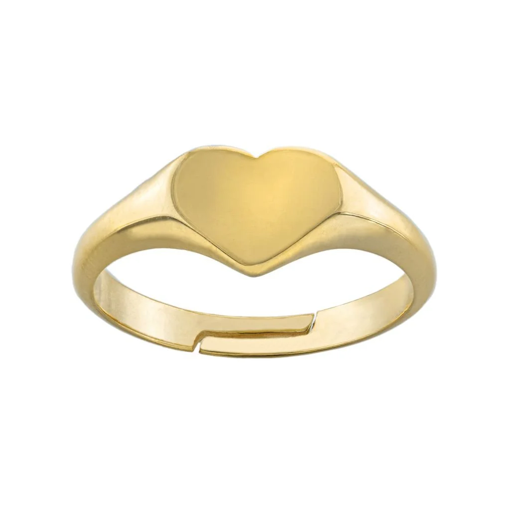 14k Gold Plated Engravable Heart Ring