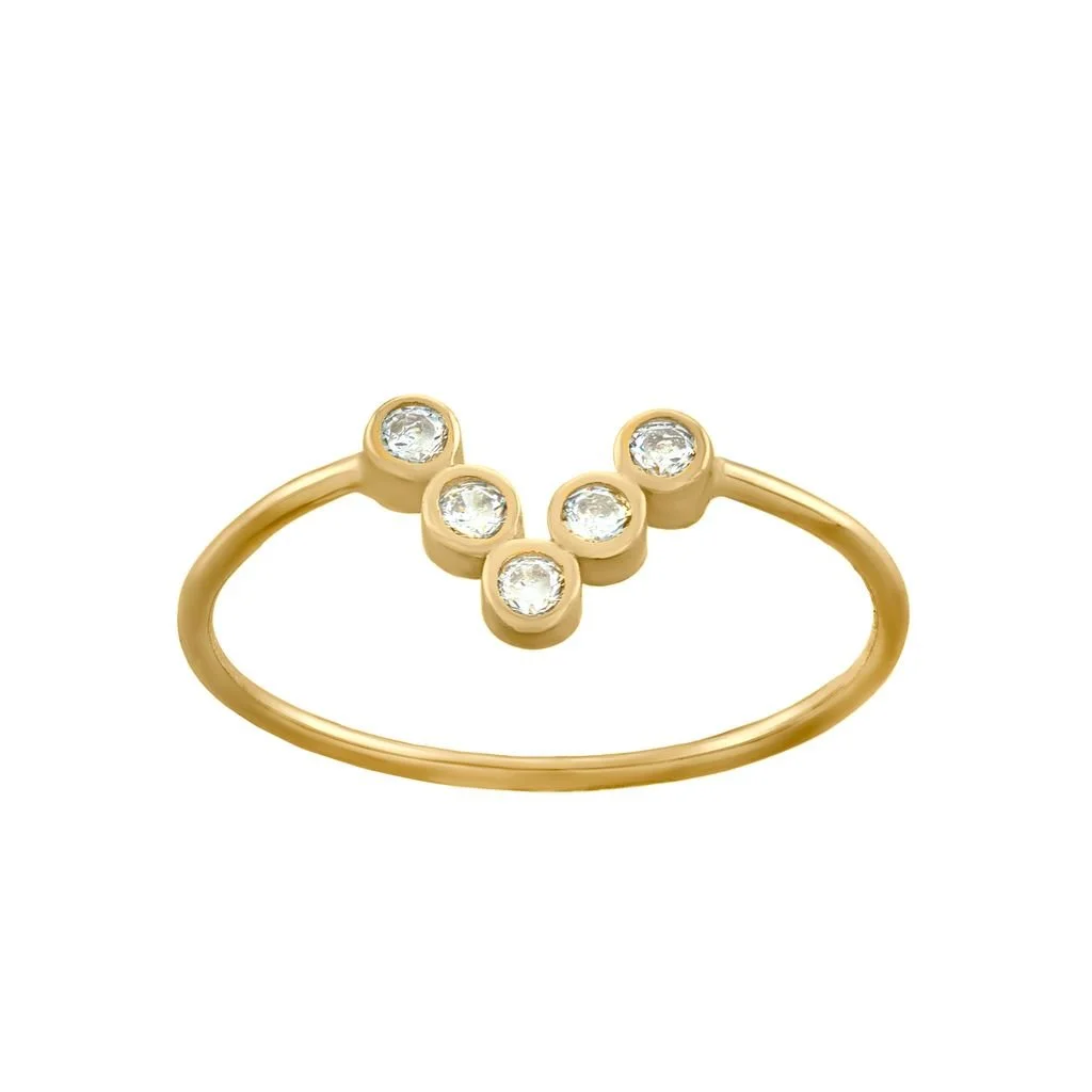 14k Gold Plated V-Shape CZ Ring