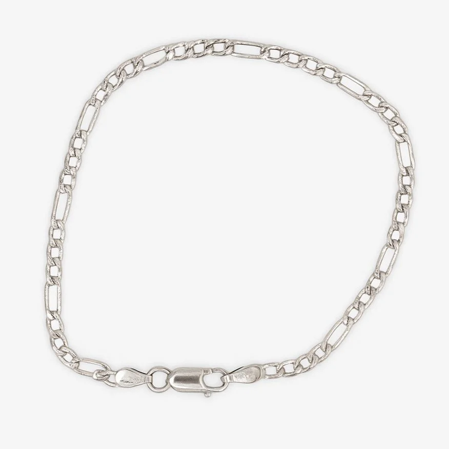 Sterling Silver 7" Diamond-Cut Figaro Link Bracelet