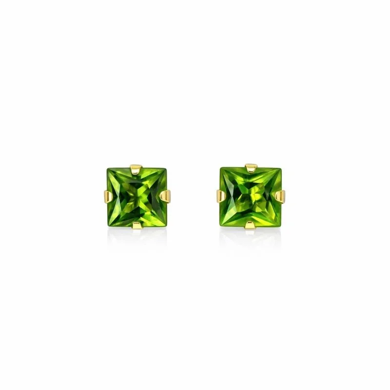 10K Yellow Gold Peridot Stud Earrings