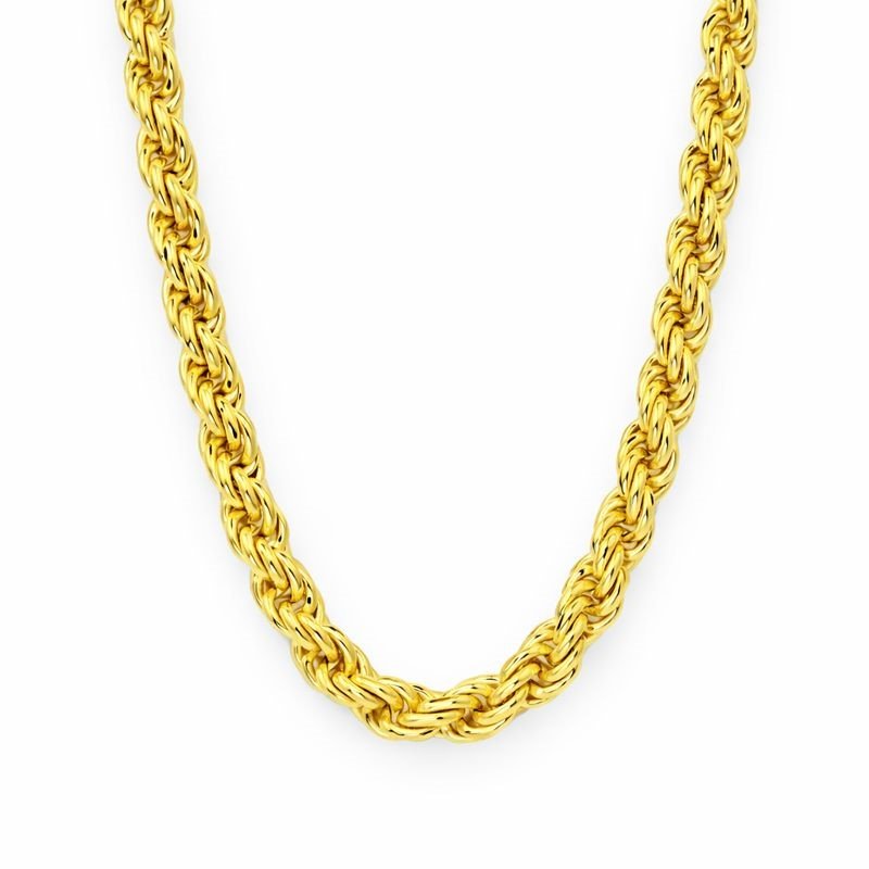 Sterling Silver 14K Gold-Plated Diamond-Cut Rope Chain