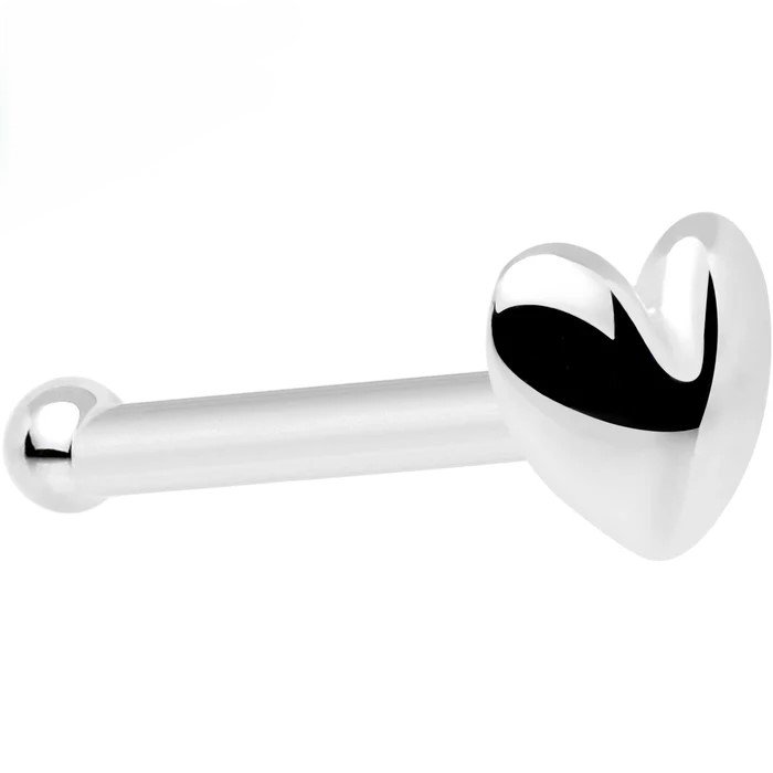 14K Gold/White Gold High Polish Heart Nose Bone Stud